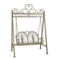 Smeedijzeren 2-zits schommelbank met hart- en krulornament, antiekgroene afwerking – VntiQue