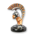 Bronzen Art Deco spartaan mascotte met verzilverde afwerking op marmeren sokkel – 16 cm – VntiQue