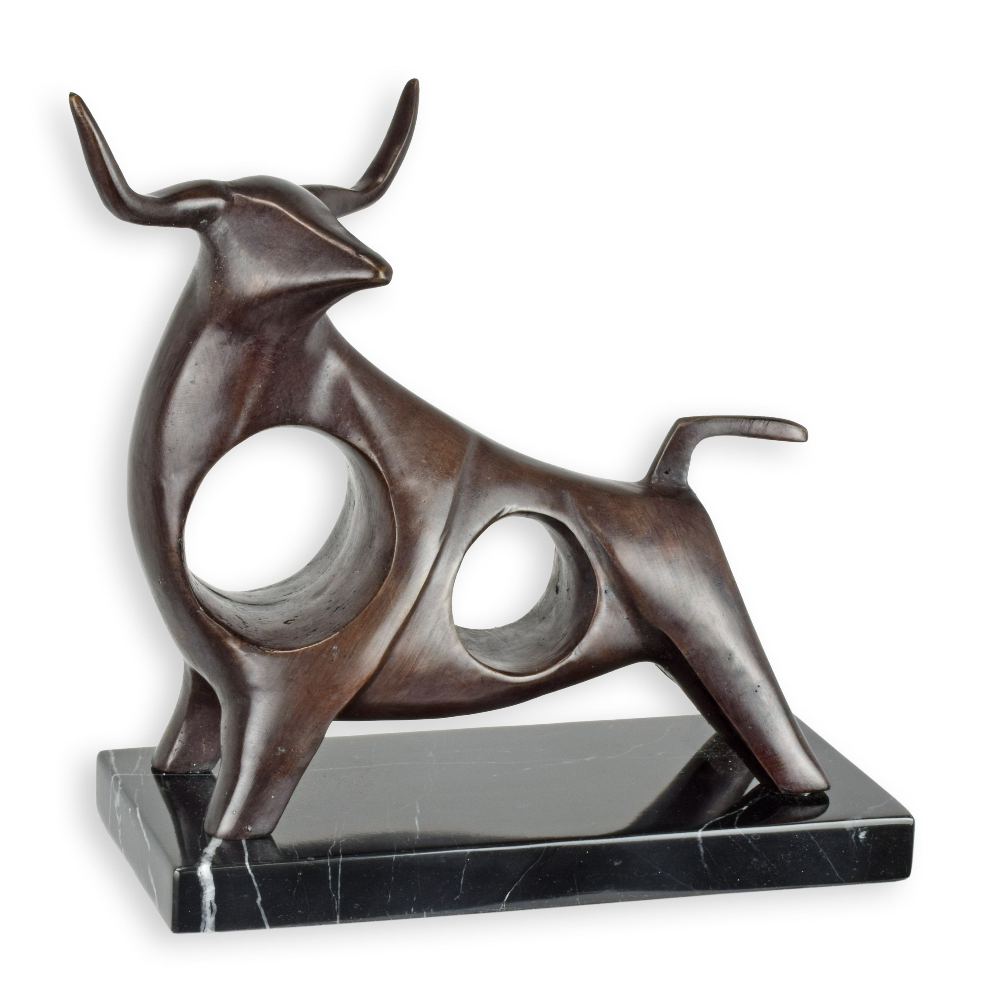 Bronzen modern stier op marmeren sokkel – 21,5 cm – VntiQue