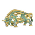 Bronzen moderne stier in groene patina met goud accenten – 30 cm – VntiQue