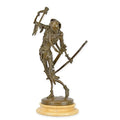 Bronzen sculptuur Tödlein, skeletfiguur op marmeren sokkel – 38 cm – VntiQue