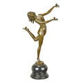 Bronzen sculptuur “Trickstress”, jonglerende danseres op zwarte marmeren sokkel – 53,8 cm – VntiQue