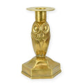 Bronzen Art Deco kandelaar in uil-vorm, goudkleurige finish – 17,2 cm – VntiQue