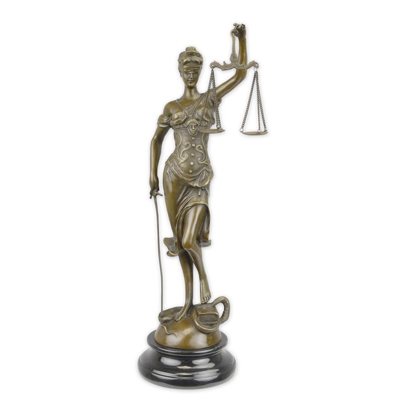 Bronzen beeld Vrouwe Justitia met balans en zwaard – 40 cm – VntiQue