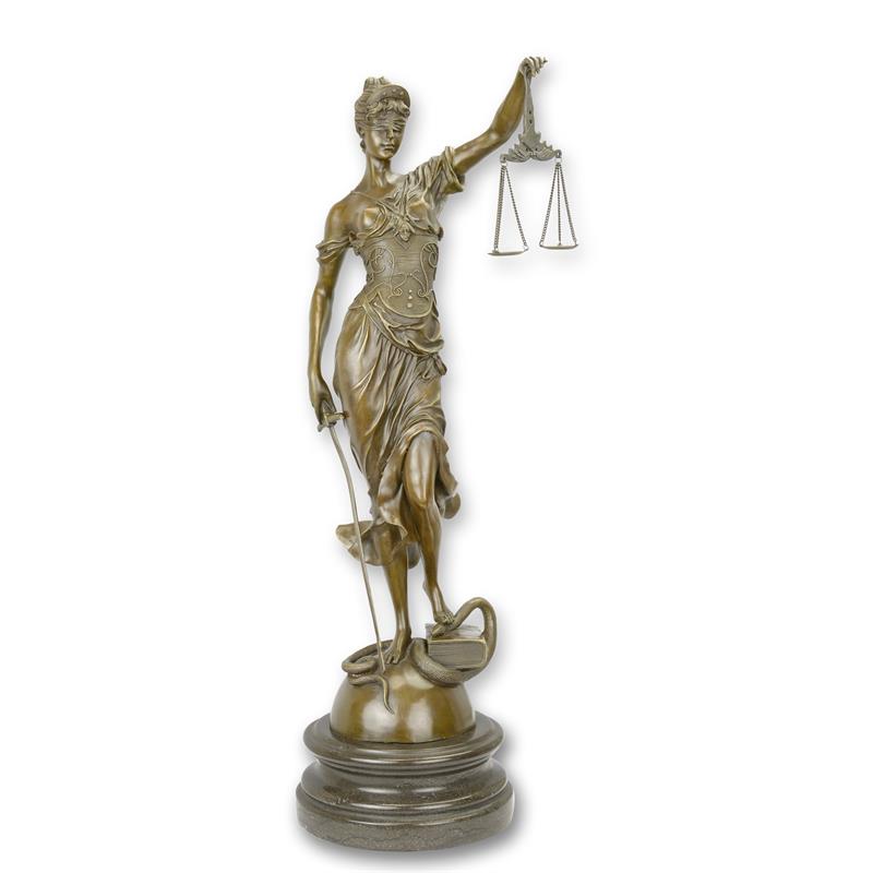 Bronzen beeld Vrouwe Justitia met weegschaal en zwaard – 62 cm – VntiQue
