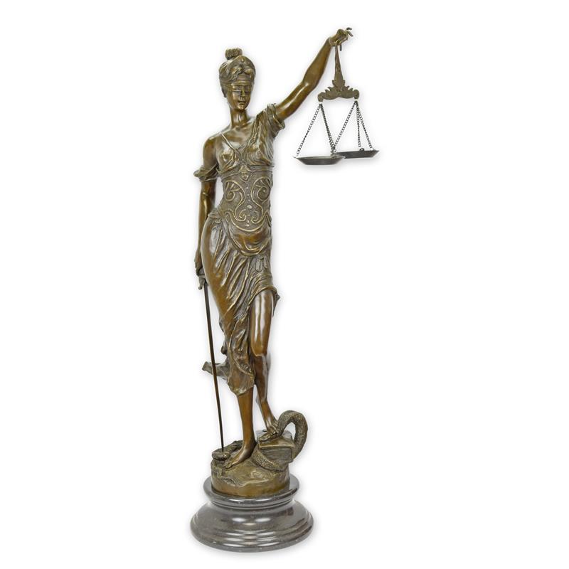 Bronzen beeld Vrouwe Justitia met weegschaal en zwaard – 98,4 cm – VntiQue
