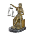 Bronzen Vrouwe Justitia boeksteun op marmeren sokkel – 25 cm – VntiQue